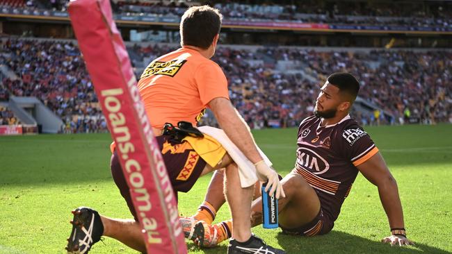 They won’t be playing finals but the Broncos will still be sweating on injured stars Payne Haas and Jake Turpin. Picture: NRL Images.