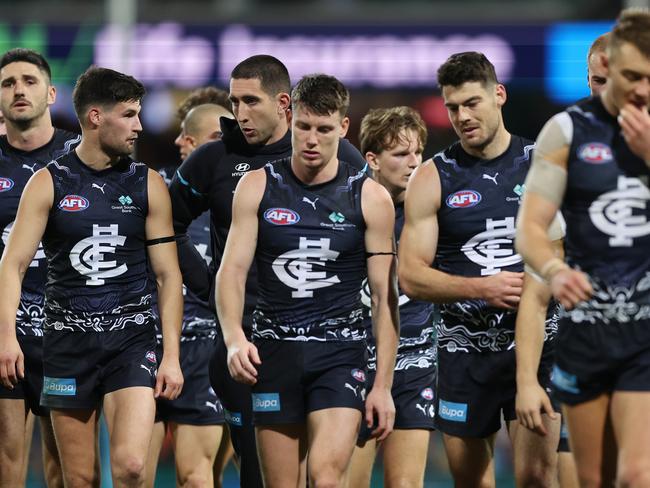 There were worrying signs for injury-ravaged Carlton. Picture: Mark Metcalfe/AFL Photos/via Getty Images