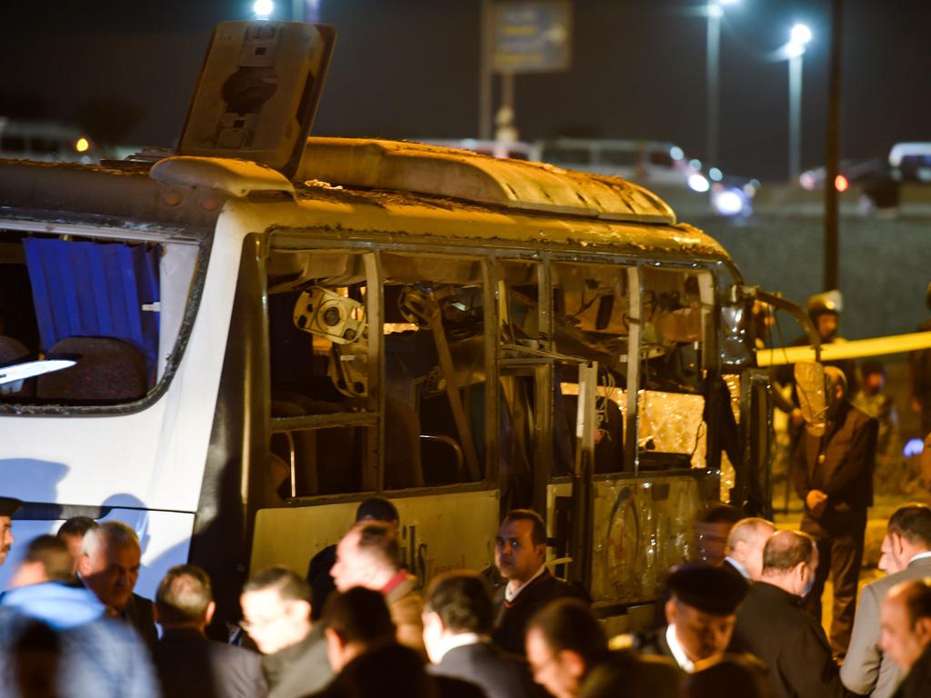 The tourist bus which was attacked in Giza province. Picture: AFP