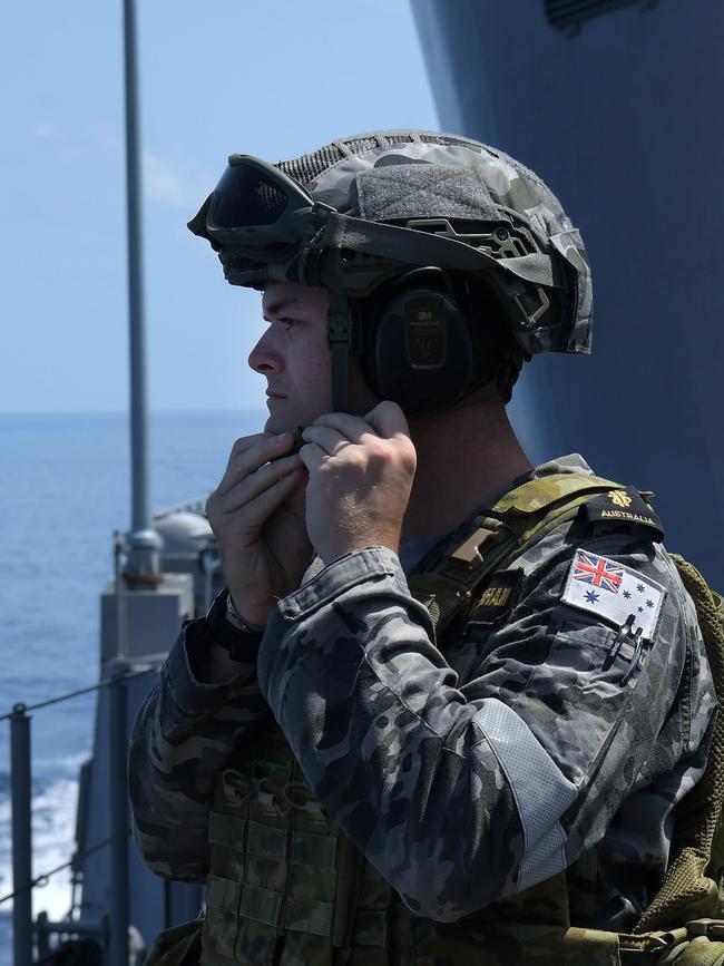 Operation Kakadu onboard the HMAS Perth. Picture: (A)manda Parkinson