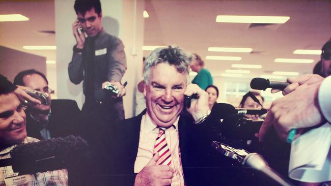 Then Senator Ron Boswell calls former prime minister John Howard in 2004 to inform him that he now has control of the senate. Picture: Liam Kidston.