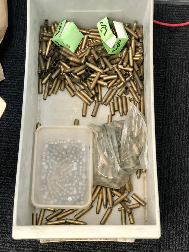 Ammunition allegedly found during a police raid. Picture: supplied