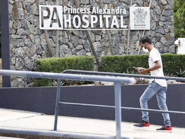 Staff and members of the public at the PA Hospital in Brisbane. Picture: Tertius Pickard