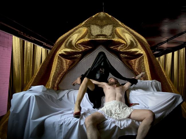 Sabio and David Male in the upcoming immersive experience, The Emergency Dollhouse. It's the first show to be included in Tasmania's first-ever Dark Fringe festival this June. Picture: Supplied