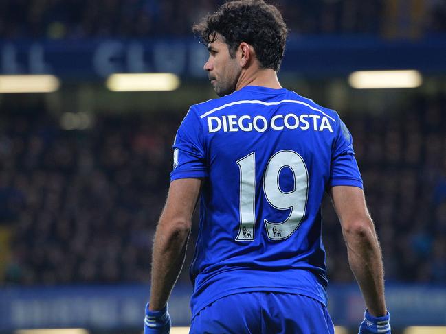 (FILES) In a file picture taken on January 27, 2015 Chelsea's Brazilian-born Spanish striker Diego Costa plays during the English League Cup semi-final second leg football match between Chelsea and Liverpool at Stamford Bridge in London . Chelsea won 1-0, going through to the final 2-1 on aggregate. Chelsea striker Diego Costa faces a three-game suspension after being charged with violent conduct for appearing to stamp on Liverpool's Emre Can, the Football Association announced on January 28. Costa has until 1800 GMT on January 29 to respond to the charge. AFP PHOTO / GLYN KIRK RESTRICTED TO EDITORIAL USE. No use with unauthorized audio, video, data, fixture lists, club/league logos or “live” services. Online in-match use limited to 45 images, no video emulation. No use in betting, games or single club/league/player publications.