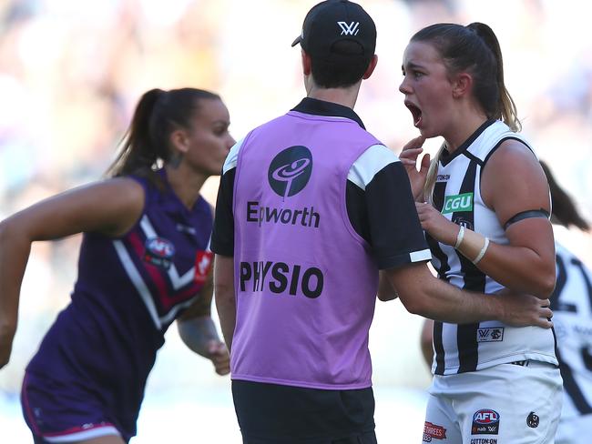 Chloe Molloy got an early knock to the jaw. Picture: Getty Images