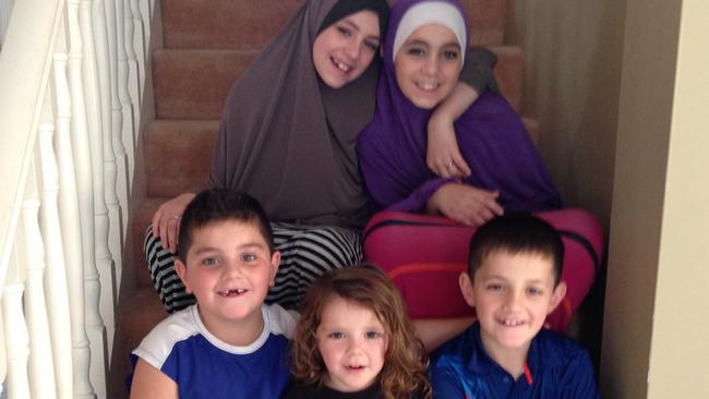 The five Sharrouf children, clockwise from back left: Zaynab, Hoda, Abdullah, Humzeh and Zarqawi.