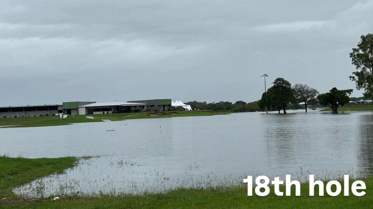 Townsville Golf Club: Floodwater covering the fairways during the 2025 deluge.