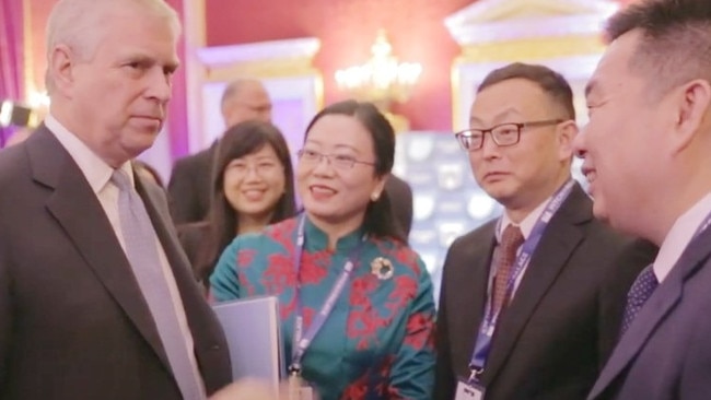 Prince Andrew with Yang Tengbo, second from right, at a Pitch@Palace event at St James’s Palace.