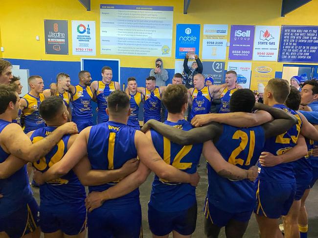 Noble Park sings the song after defeating Berwick.