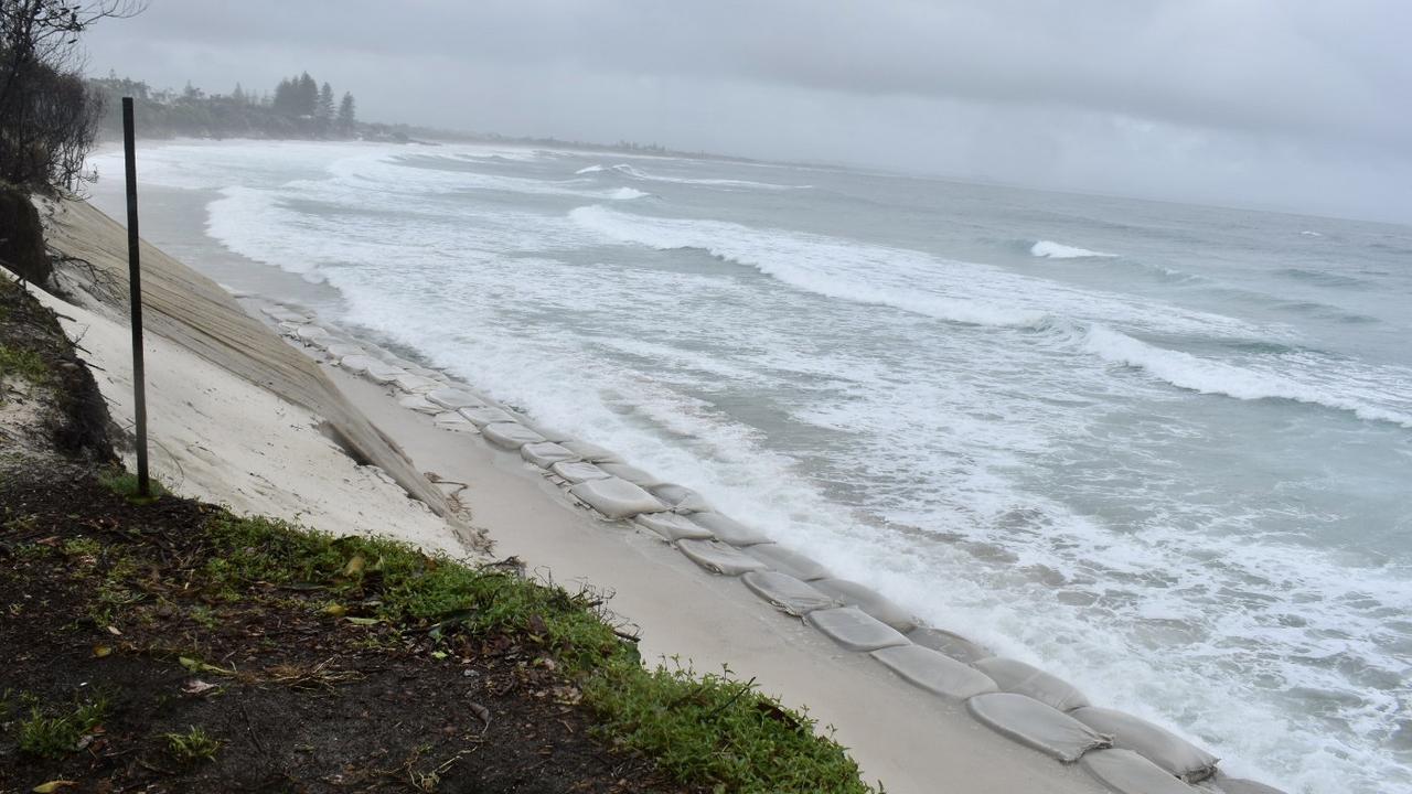 Geofabric sandbags filled with quarried sand were used to protect Clarks Beach at the Reflections Park.