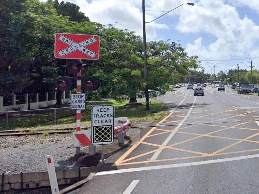 Police are seeking public assistance after a five-year-old boy suffered serious head injuries when he was struck by a rock on a train near the James St and Law St intersection in Cairns North on Saturday October 19. Picture: Google Maps.