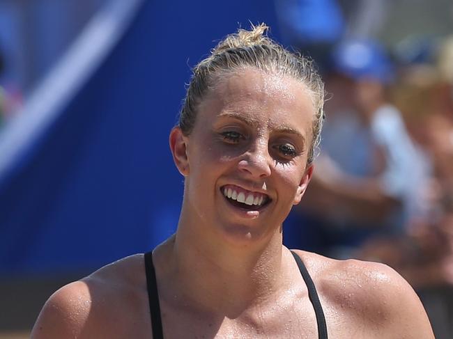 SURFERS PARADISE, AUSTRALIA - DECEMBER 15: Georgia Miller celebrates winning the Nutri-Grain IronWoman series on December 15, 2019 in Surfers Paradise, Australia. (Photo by Chris Hyde/Getty Images)