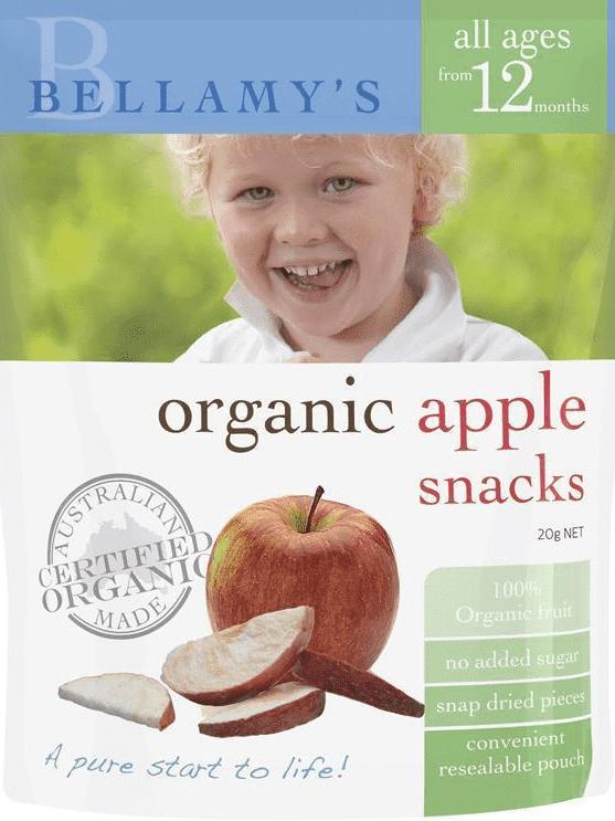 Bellamy’s Organic apple snacks.