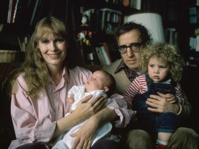 Mia Farrow and Woody Allen with Ronan (left) and Dylan. Picture: David Mcgough/DMI/Time Life Pictures/Getty Images