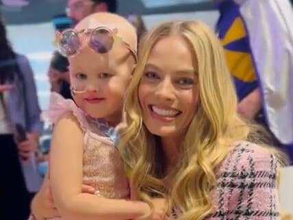 Lucy Galvin endured months of chemo and got to meet Margot Robbie in hospital. She finished treatment in September and is now doing well. Pictures supplied