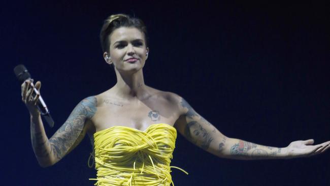 Ruby Rose presents the MTV European Music Awards in Milan, Italy, Sunday, Oct. 25, 2015. (AP Photo/Luca Bruno)