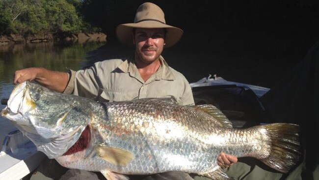 Jason Tull with 135cm barra caught at Roper River. Picture: Supplied