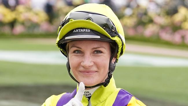 Jamie Kah at Flemington during the Spring Racing Carnival. Picture: Getty Images