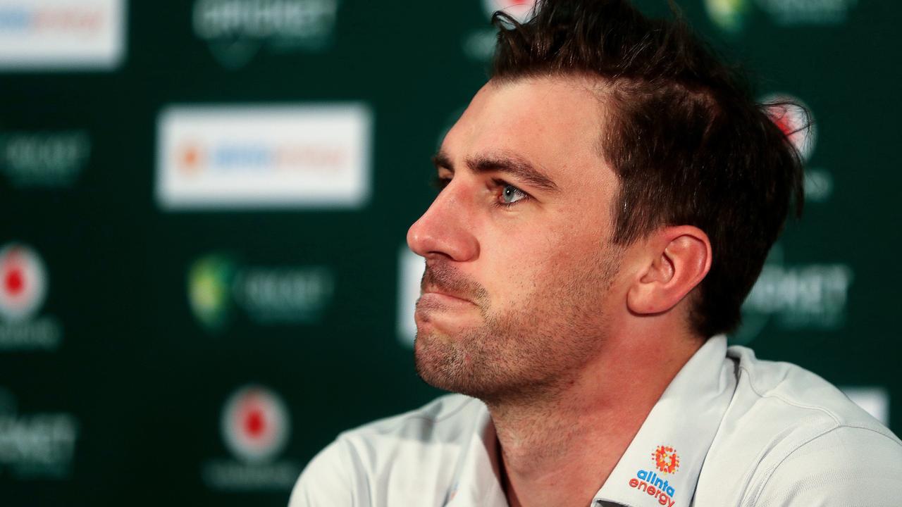 Pat Cummins after he was rubbed out of the second Test on game-day morning. Picture: Getty Images