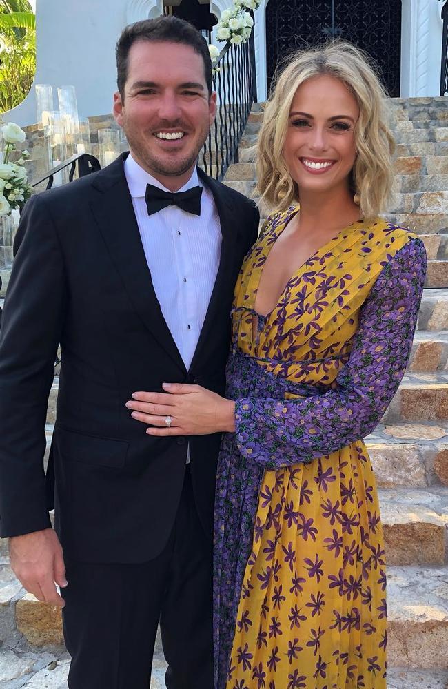 Sylvia Jeffreys and Peter Stefanovic at Karl Stefanovic and Jasmine Yarbrough's wedding in Cabo, Mexico 