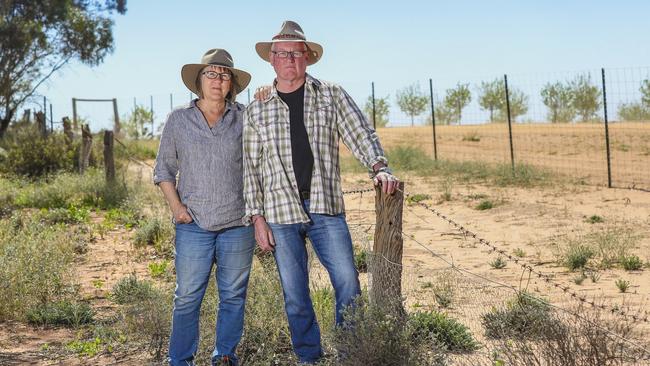 Former union official Trevor Dobbyn and his wife Neth Hinton are fighting plans for a $63 million almond processing plant next to their property in Hattah. Picture: Darren Selier