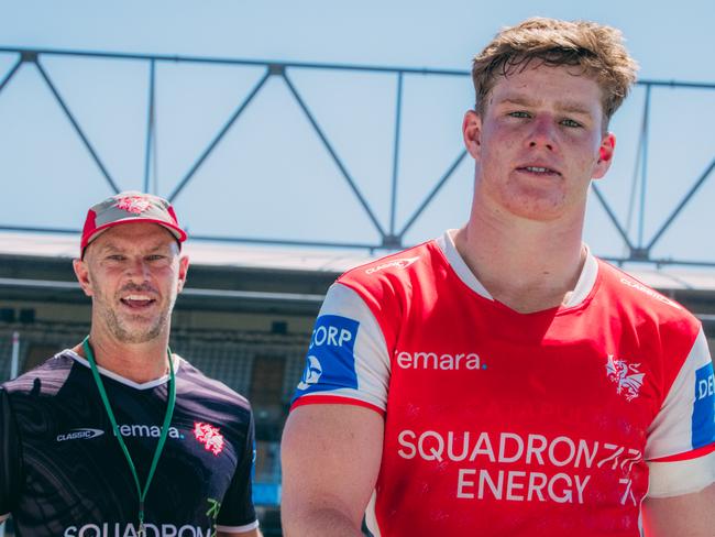 Hamish Stewart alongside father Scott.