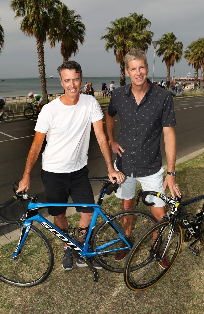 Oarsome Foursome members and keen cyclists Nick Green and James Tomkins will tackle Mount Buninyong. Picture: Stuart Milligan