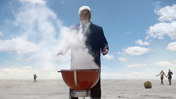‘Lambassador’ Sam Kekovich appears in this year’s annual lamb commercial. Picture: Supplied