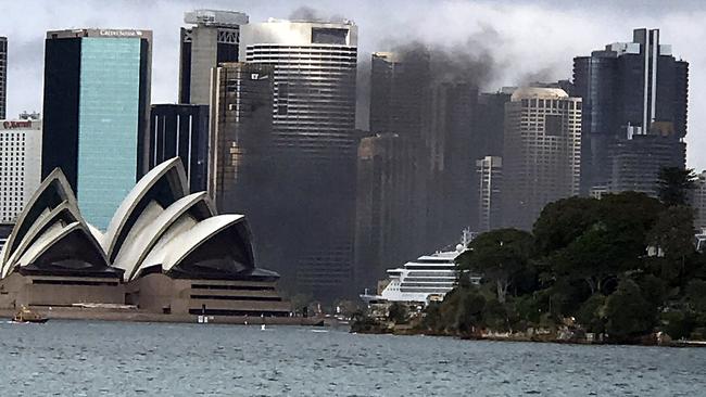 Smoke could be seen across the harbour. Picture: Lyn Molloy