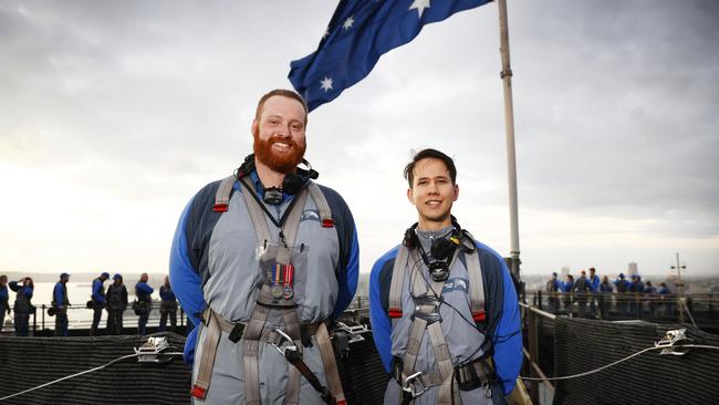 Sub Lieutenant Nathan Rose RAN and Midshipman Jacob Gillard RAN. Picture: Richard Dobson