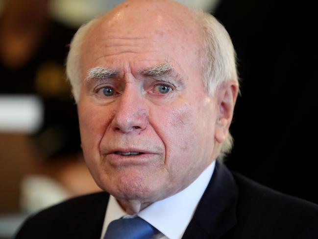 Former prime minister John Howard campaigning with Liberal Candidate for Mayo Georgina Downer in Goolwa in Adelaide, Wednesday, July 18, 2018. (AAP Image/Kelly Barnes) NO ARCHIVING
