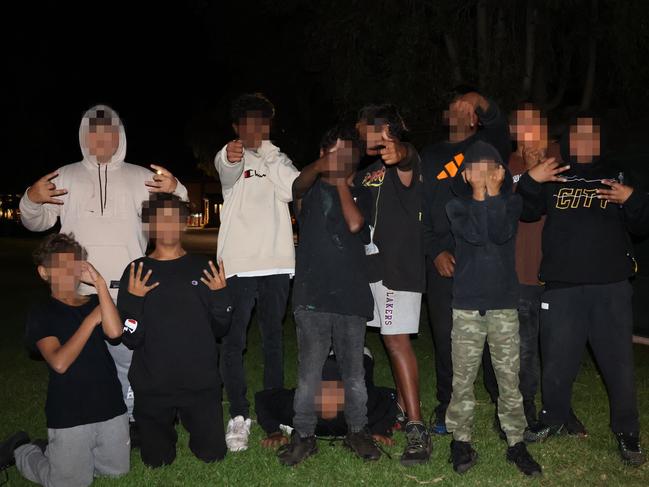 Members of one of Port Augusta’s self-proclaimed youth gangs, including children as young as 10, roam the streets until midnight. Picture: Riley Walter