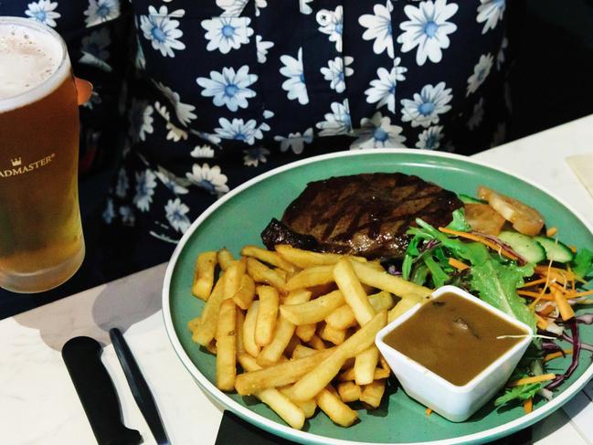 Hanson ordered the rump with chips and salad. Photo: Steve Vit.