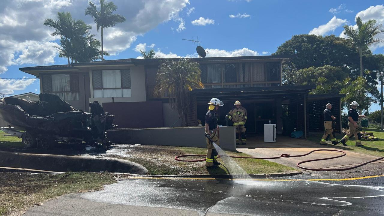 Firefighters were unable to save the boat but kept the fire from spreading to nearby homes.