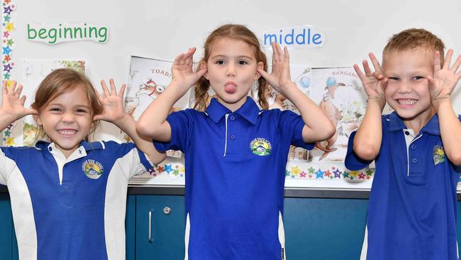 My First Year: Gundiah State School Preps, Maleaka, Rosie, Henry. Picture: Patrick Woods.