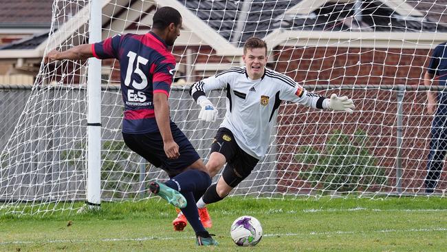 Michael Disasi looks to score against Sunbury United last year. Picture: Paul Seeley