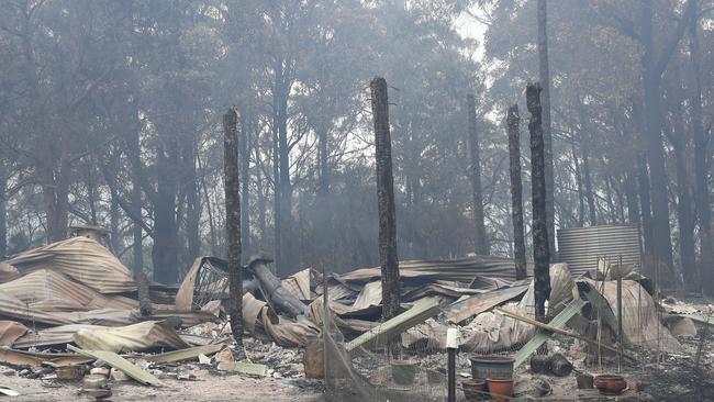 A home lost to the bushfire by the Huon Highway at Geeveston. 