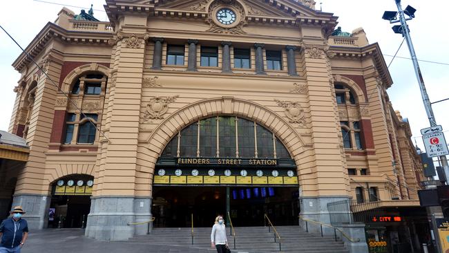 Flinders Street Station was almost deserted during a Covid lockdown. Picture: NCA NewsWire/Andrew Henshaw