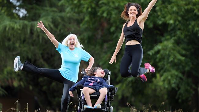 Carolyn Prosser, daughter Tanya De Julio and granddaughter Jocelyn have participated in every Run for the Kids over the past decade. Picture: Alex Coppel