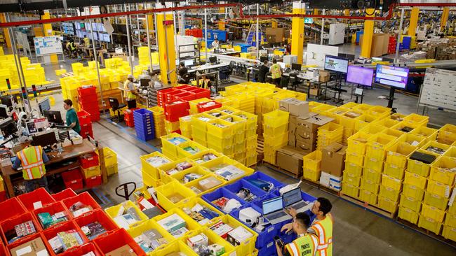 An Amazon fulfilment centre at Kemps Creek on Tuesday. The US retail giant continues to be the most popular online platform for Aussie shoppers. Picture: NewsWire / Nikki Short