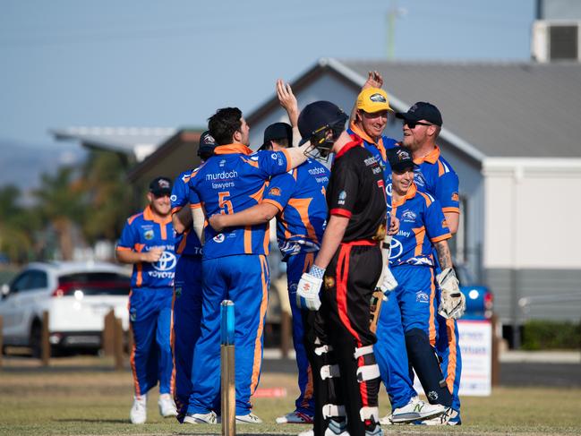 Valley Raptors T20 team celebrates after dismissing a Liebke Lions batsman in round 2 of the DDBBL.