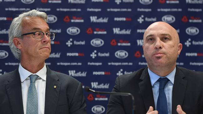 Professional Footballers Association CEO John Didulica (right) chaired the seven-hour meeting in Melbourne.