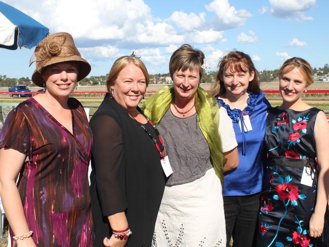 LADIES DAY: Enjoying some girl time at the picnic races are Tracey Shatte, Julie McKavanagh, Judy McIlroy, Colleen Hunt and Kirsten Sakrewski. Photo Linden Morris / Warwick Daily News