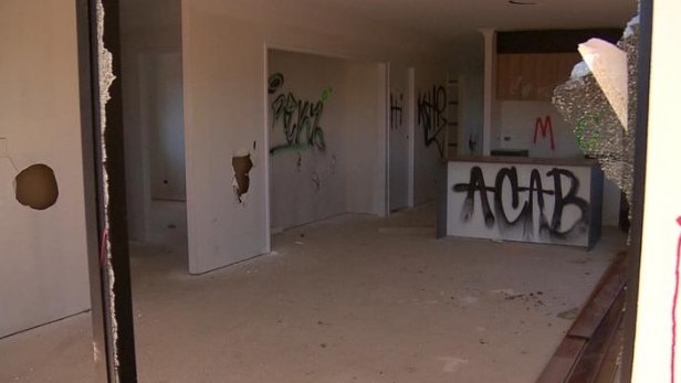 The inside has been covered in graffiti. Picture: 7 NEWS