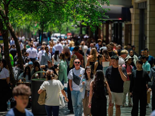 Daily Telegraph. 20, December, 2024.Shoppers in Pitt Street Mall, Sydney, today.Picture: Justin Lloyd.