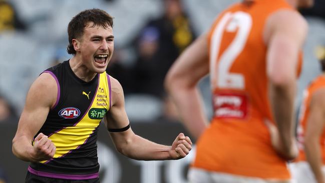 A nice moment in the first half when Steely Green kicked his first AFL goal. Picture: Darrian Traynor/AFL Photos/via Getty Images