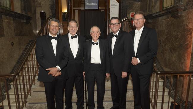 Pictured among five Victorian Premiers: Steve Bracks, Jeff Kennett, John Cain, Daniel Andrews, Ted Baillieu.