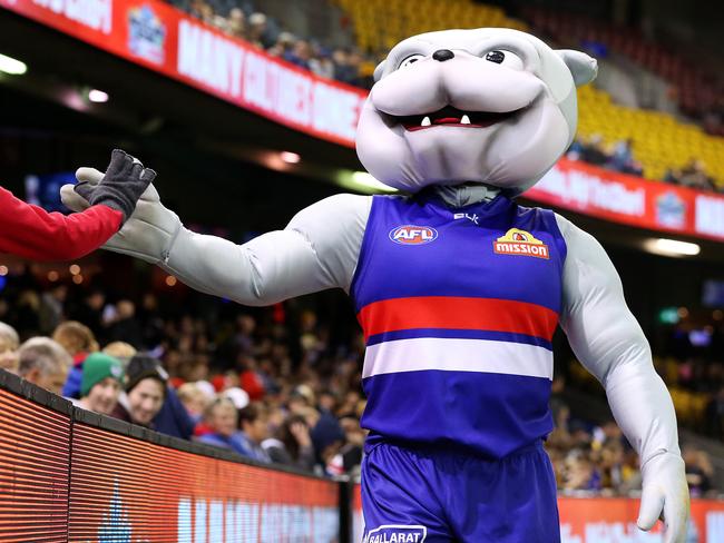 The spirit of AFL Football. Western Bulldogs mascot. Picture: Mark Stewart