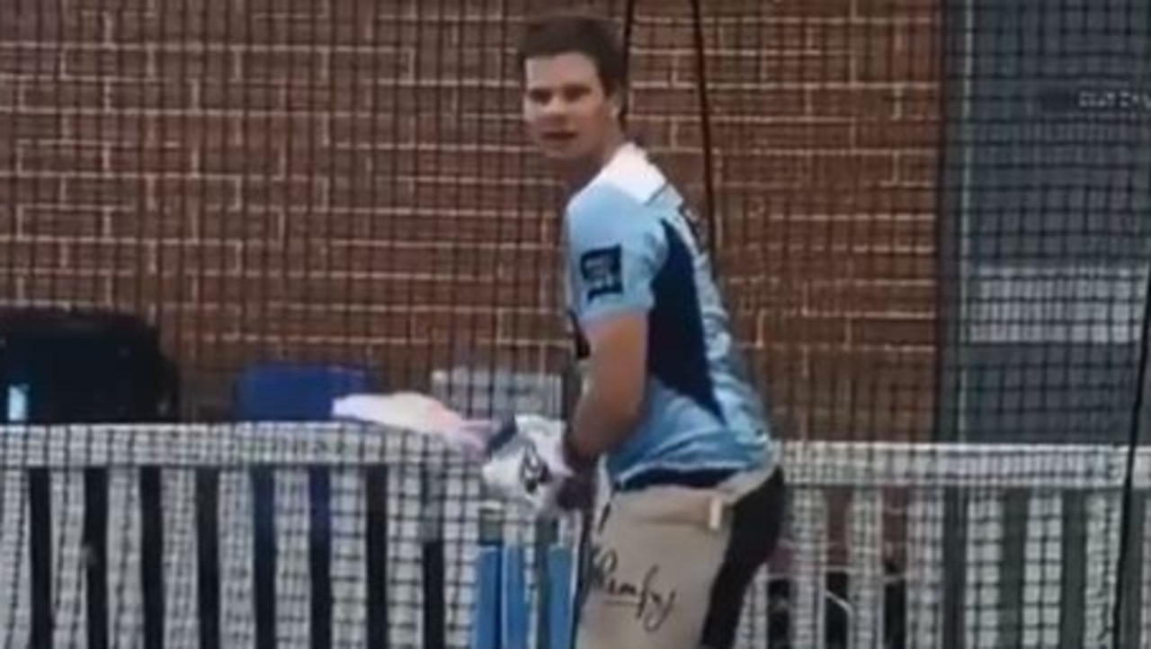 Steve Smith is back in the nets after elbow surgery.